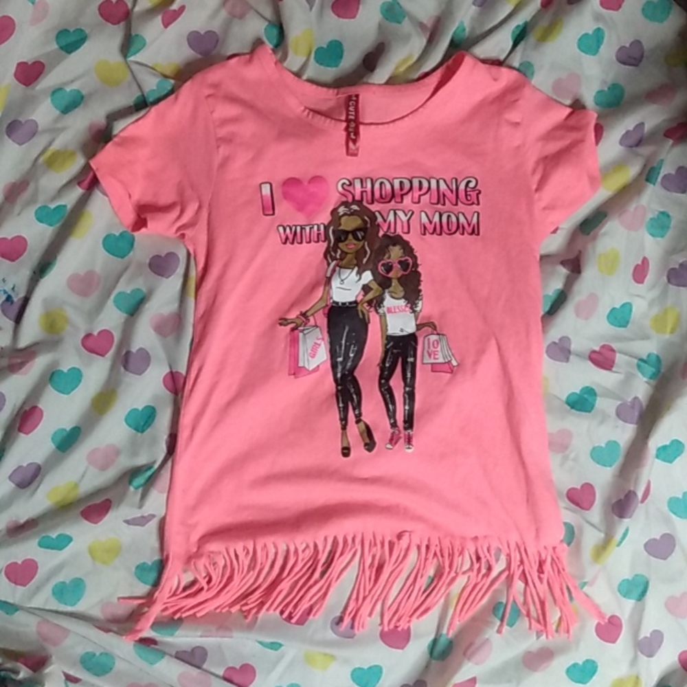 KIDS CORAL SHIRT W/ FRINGES